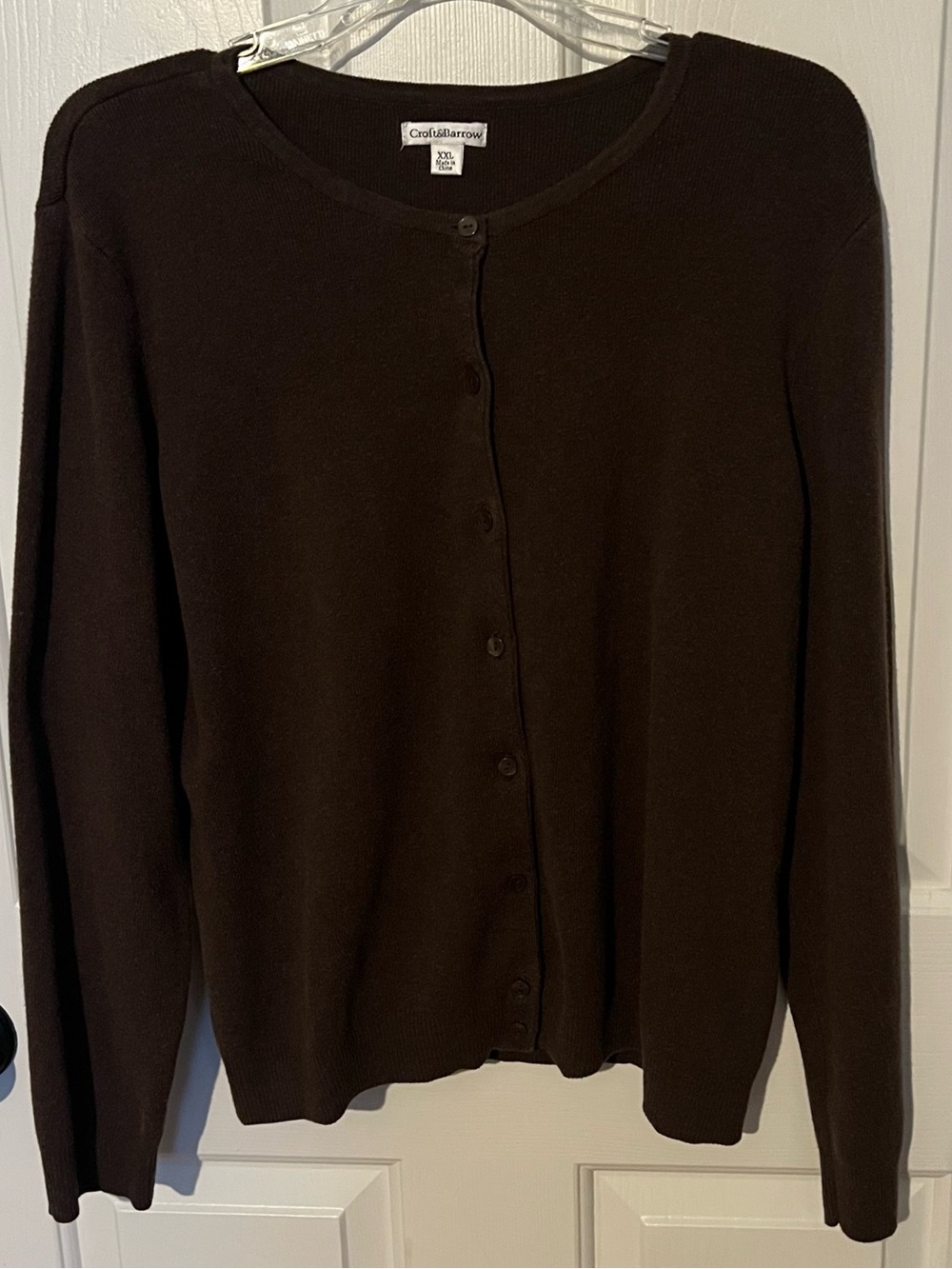 Croft & Barrow Chocolate Brown Crewneck Cardigan Sweater XXL